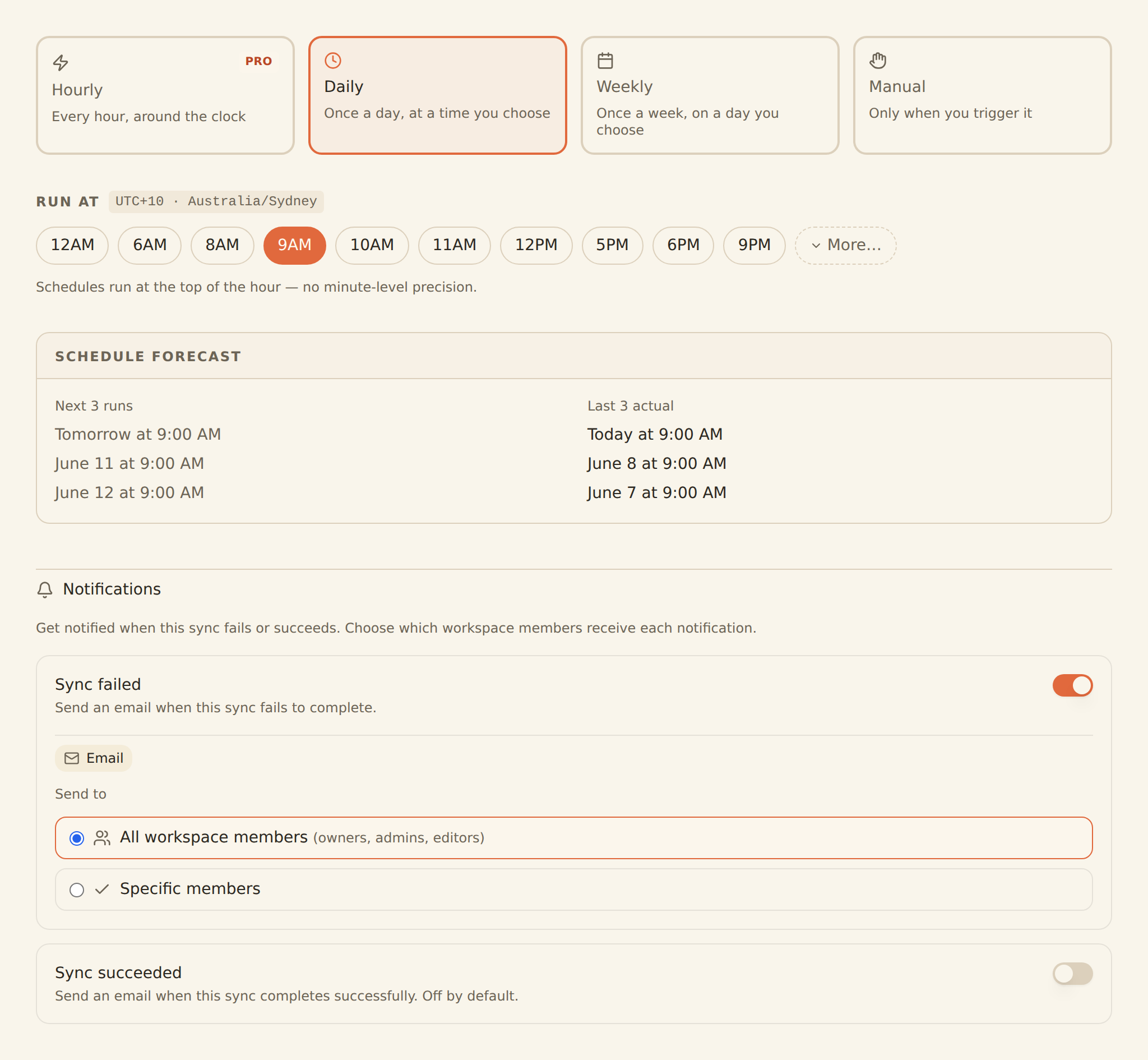 Scheduling a BankSync bank feed to run hourly, daily or weekly
